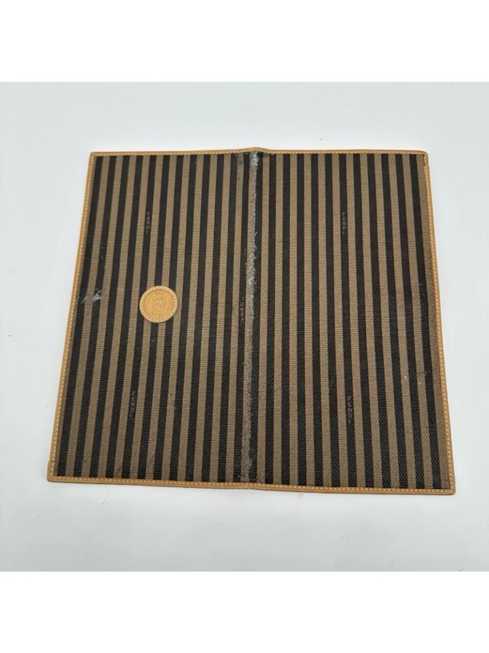 vintage FENDI PEQUIN stripe portfolio clutch wallet document holder italy